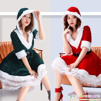 圣诞节装扮cosplay主题服装 圣诞女装战袍套装红色连衣裙子兔女郎