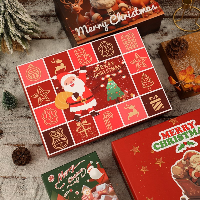 新款圣诞节礼盒天地盖大号围巾保温杯礼品盒平安夜苹果包装盒现货