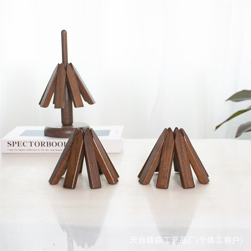 一棵树黑胡桃隔热垫创意圣诞餐垫杯垫木质圆形防烫耐热垫餐桌摆件