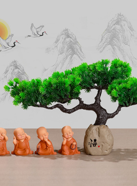 禅意琴棋书画小沙弥家居装饰摆件