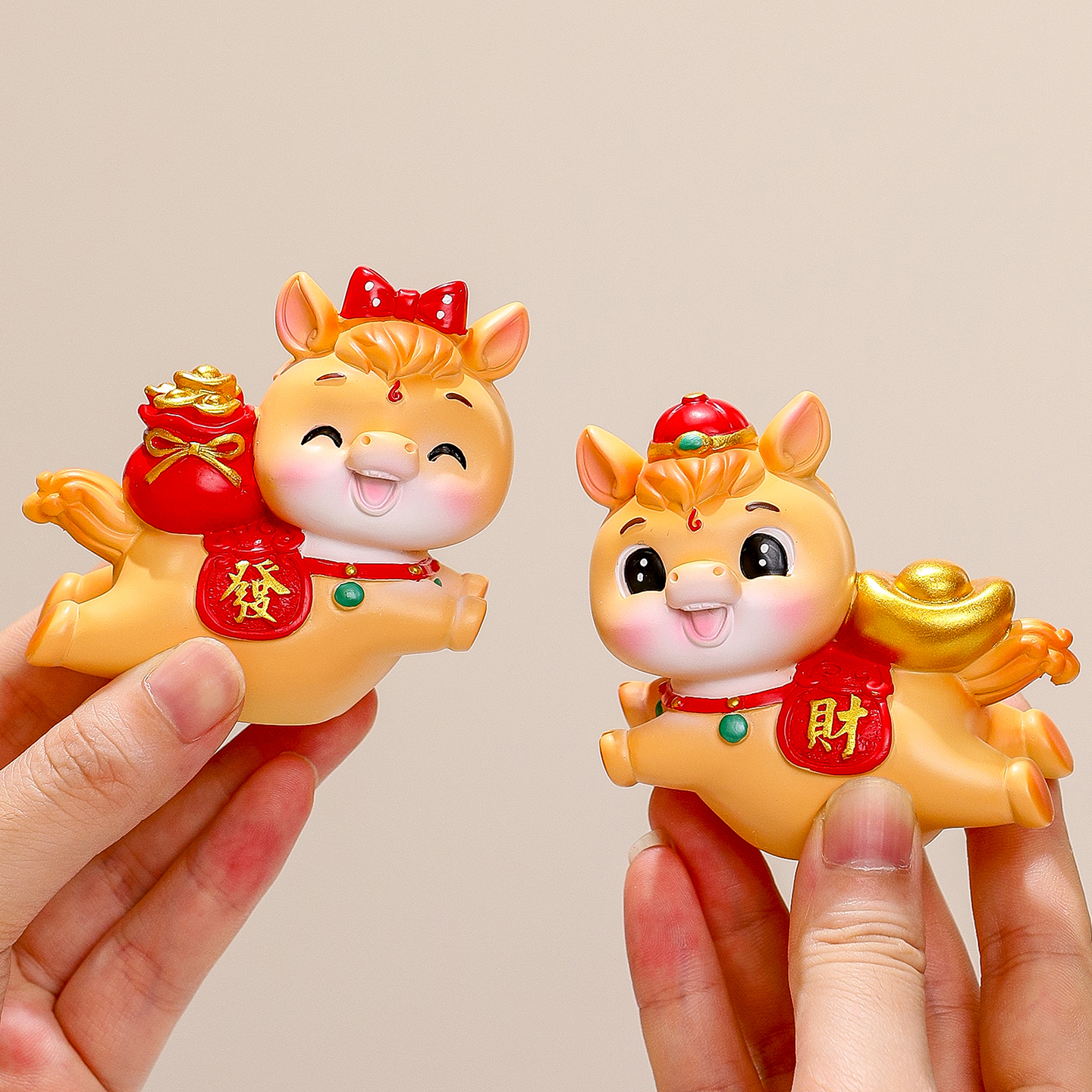 创意国潮马吉祥物小飞马发财摆件