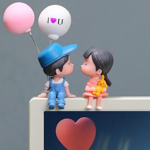 饰显示器办公室桌面摆设 饰品屏幕边框装 台式 电脑显示屏情侣摆件装