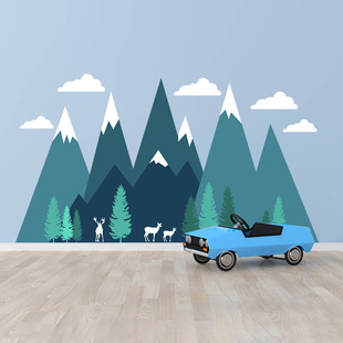 120*135cm可爱山墙墙贴北欧风格儿童房环保装饰贴纸QT016-018