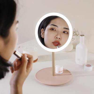 MUID旅行美妆镜台灯led折叠收纳化妆镜口袋镜带灯便携随身小镜子