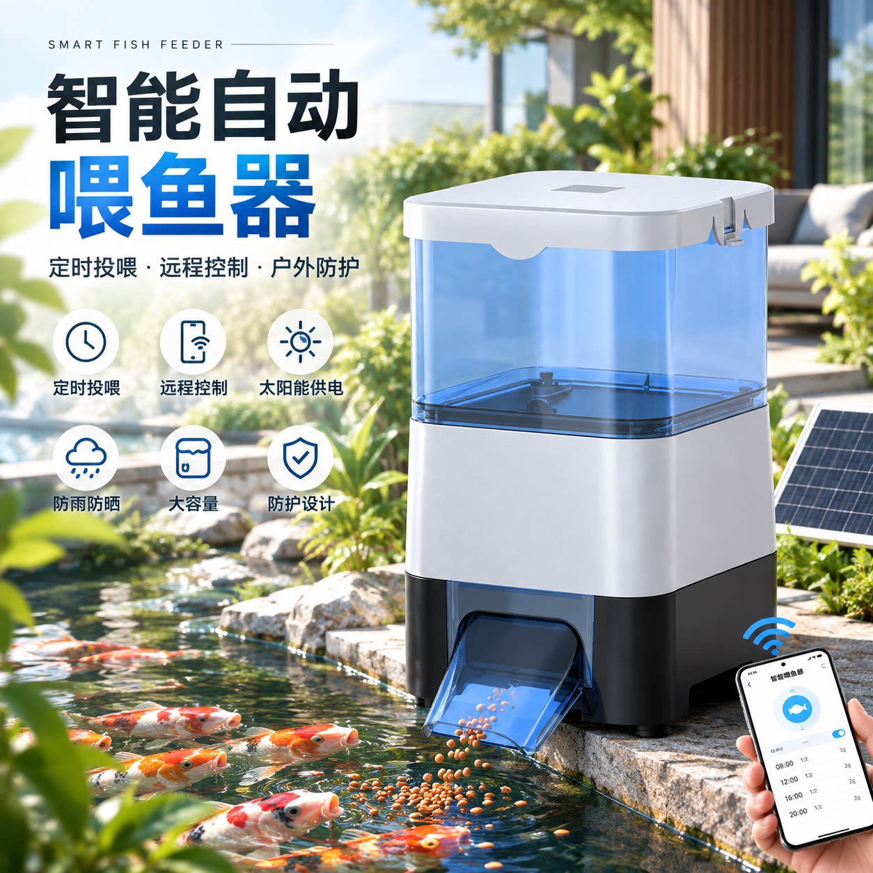 智能喂鱼器定时远程控制防水防潮