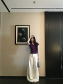 女早秋新品 黄亮Elovey 黑色直筒阔腿牛仔裤 白色 高腰显瘦 自留款