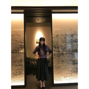 黄亮Elovey 长款百搭两色皮裙女秋冬通勤显瘦半身裙