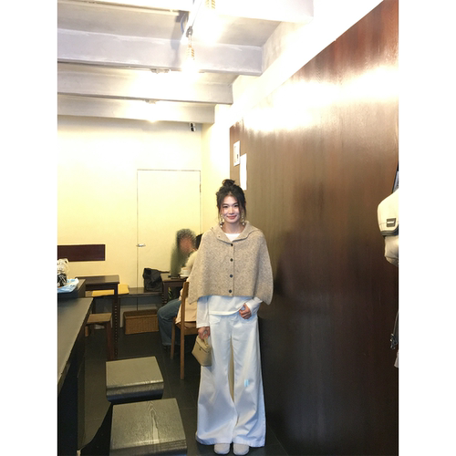 黄亮Elovey 俏皮斗篷戴帽开衫斗篷＋松紧腰A字版半裙两件套C03-2