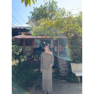 黄亮Elovey【2/26 20:00pm】羊毛莱塞尔天丝慵懒松弛度假条纹套装