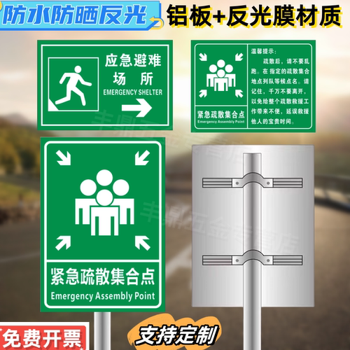 铝板反光标志牌应急避难场所