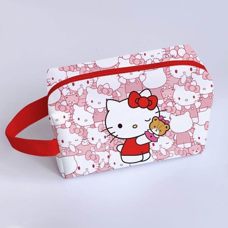 凯蒂猫手提化妆包女嗨喽kt旅行品袋拉链便携小号粉色Kitty收纳盒