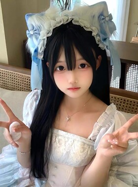 lolita洛丽塔头饰发饰猫耳朵发箍女蓝色甜美发夹cos漫展配饰发带