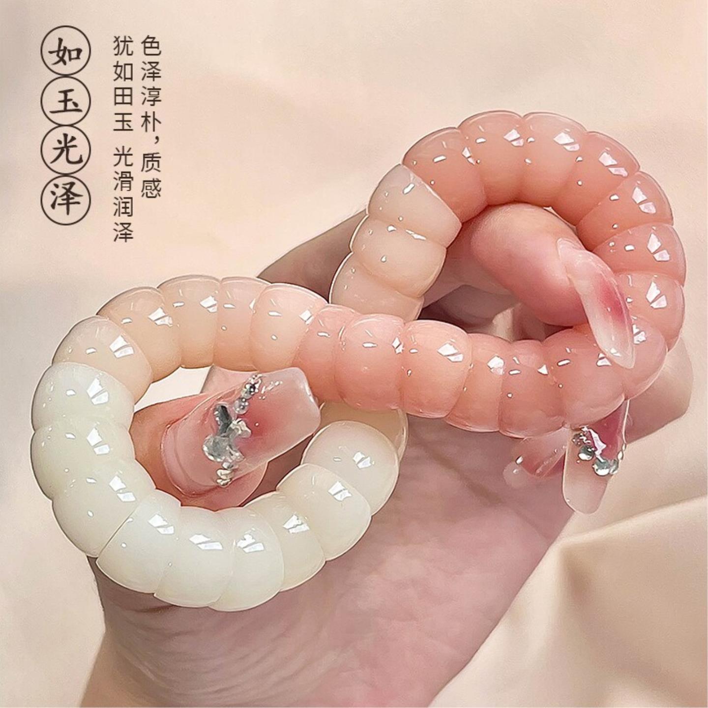 奶油系猪大肠菩提根手串渐变绕指柔手持文玩手链女学生盘玩男佛珠