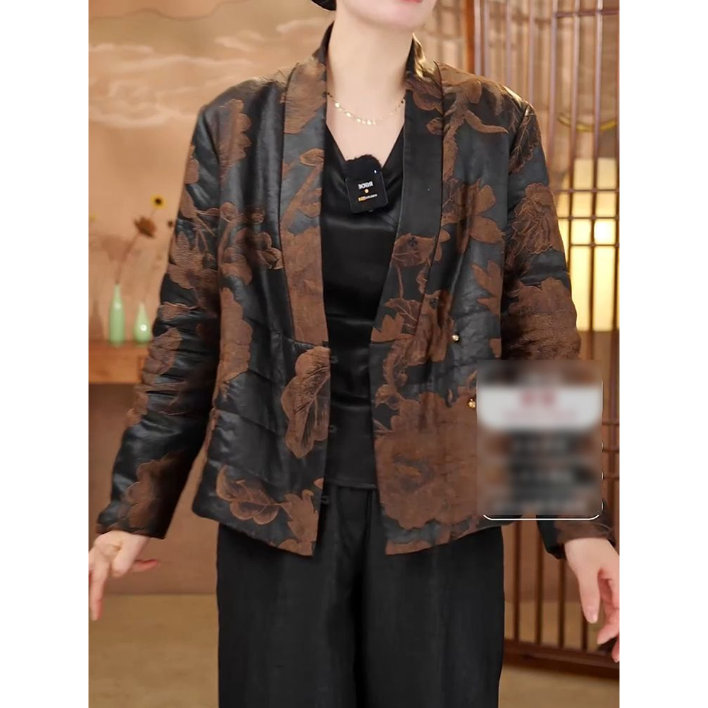 轻奢百搭中式国风棉服2025冬新时尚减龄保暖印花盘扣v领宽松外套,女装/女士精品,棉衣/棉服,淘宝优惠券,粉丝福利购,淘宝优惠卷