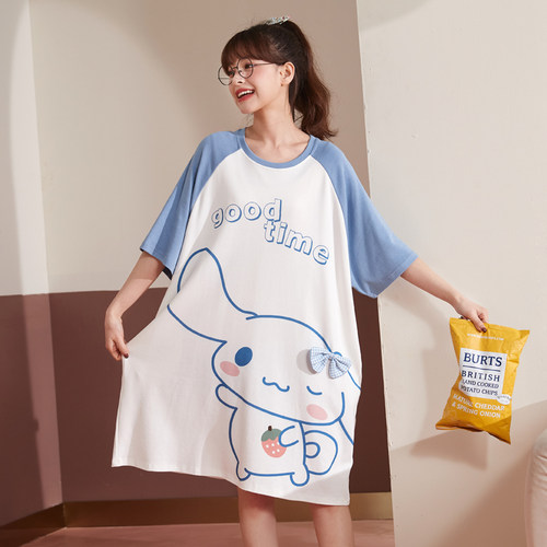 玉桂狗纯棉睡裙女款夏季薄款日系