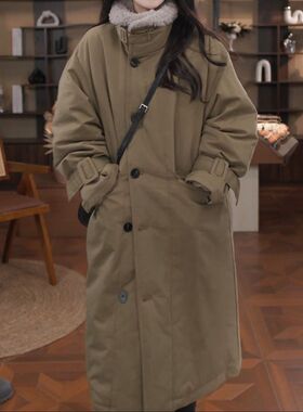 高档时尚洋气中长款羽绒服女装2025冬季新款简约宽松百搭保暖外套