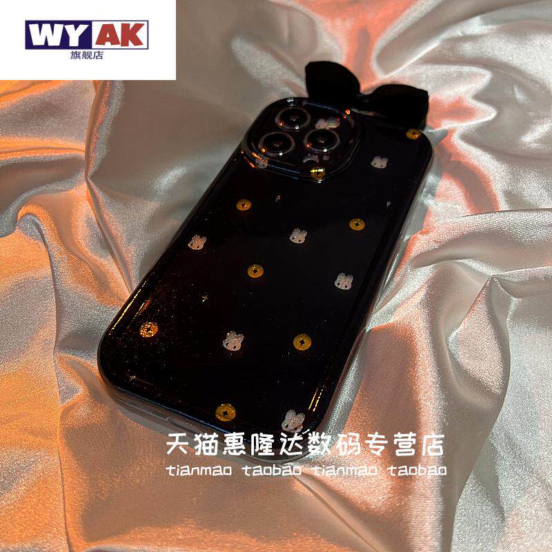 适用于面包手机白兔头面包黑亮面黑柔毛结14手机13 12pro镜头保护11
