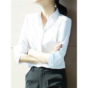 雀后白衬衫女职业上衣2025春装新款长袖气质正装设计感工作服衬衣
