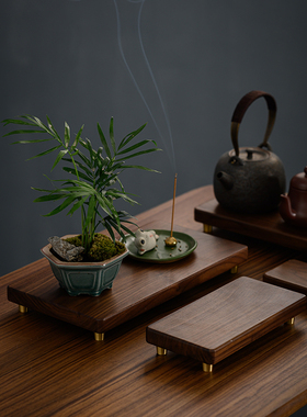 中式黑胡桃木长方形摆件底座工艺品奇石花盆景紫砂壶茶具底座托架