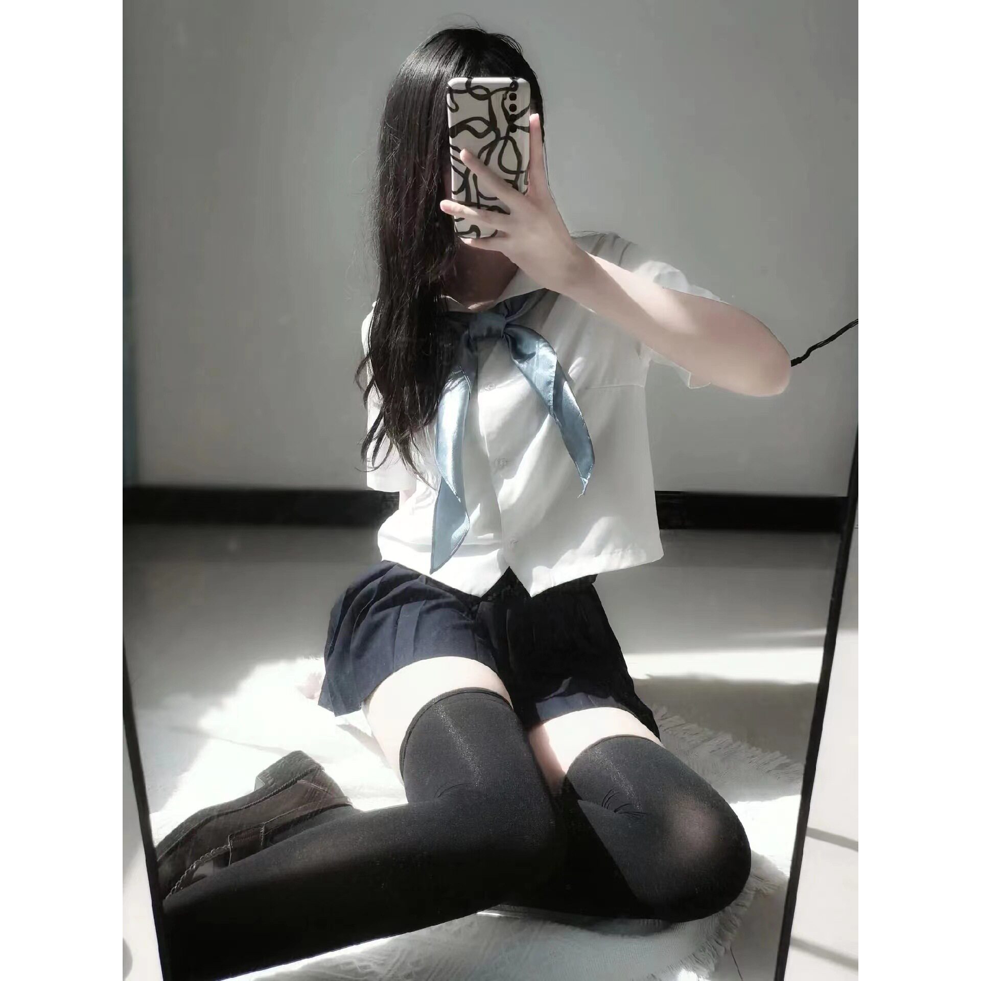 新款长筒袜JK制服白色过膝袜女长筒显瘦修腿神器纯欲白色丝袜80D