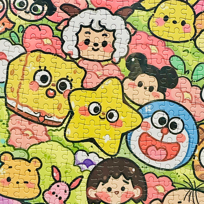 童年卡通花束拼图1000片带框12岁以上女孩成人版高颜值治愈系玩具