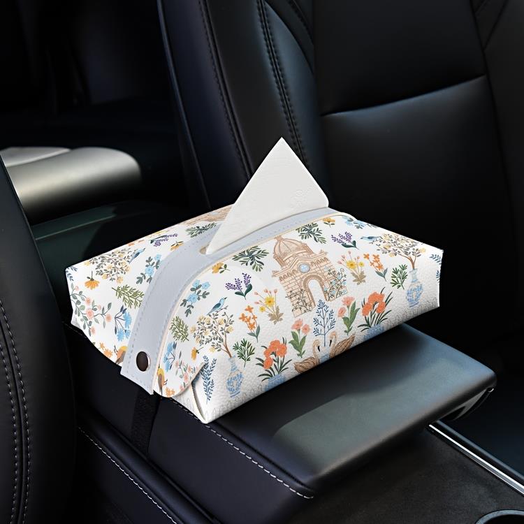 法式清新车载纸巾盒汽车创意椅背纸巾包车内扶手箱多功能卫生纸盒