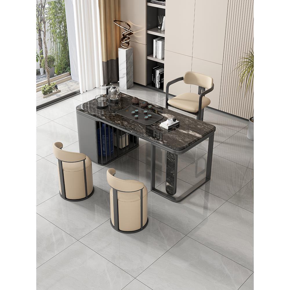 新中式超级水晶茶几不锈钢底框家庭办公室阳台小茶几石板茶几现代