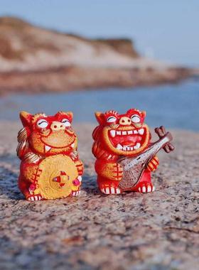 狮三百|琵琶斗笠 阿惠与阿南 海丝风情 国潮狮子摆件闽南趣味文创