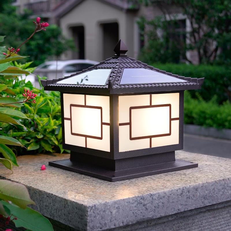 如日中天太阳能柱头灯庭院别墅防水围墙灯室外大门柱子灯接电款