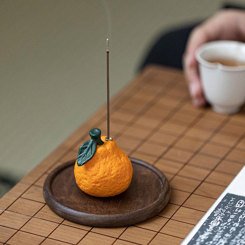 香插座香座线香盘底座香盘托盘架创意香炉中式橘子丑橘高端不落灰