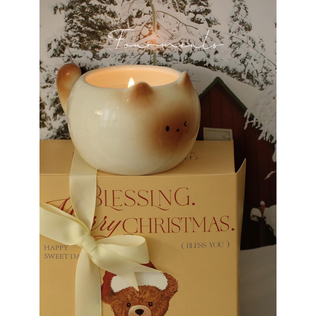 《焦糖小猫》阅后即焚香薰蜡烛礼盒暹罗猫生日礼物女生卧室淡香氛