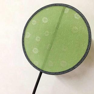 真丝花罗团扇子女绿色缠枝银花手工通柄汉服道具苏罗宋制团扇大号