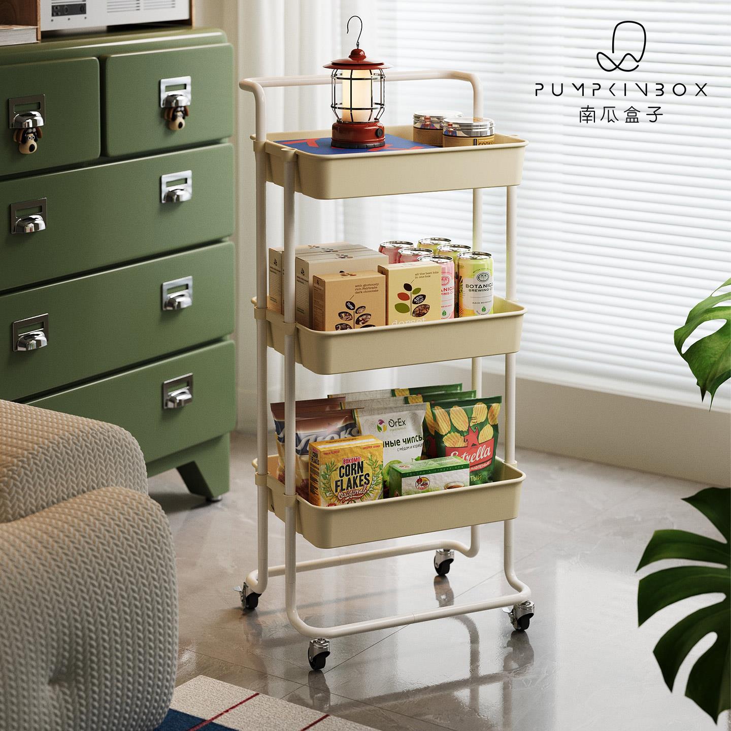 小户型移动推车沙发边桌边多层可移动置物架客厅零食收纳架小边几