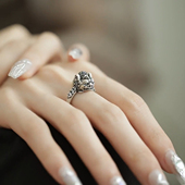 铜钱貔貅S925银戒指女士设计感小众复古做旧国风招财转运活口指环