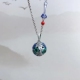 S925银圆形景泰蓝花绣球项链女锁骨链国风吊坠饰品