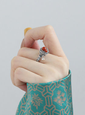 复古铜钱葫芦可转动开口个性戒指