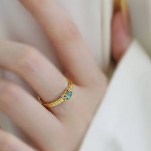 925银蓝水小圆珠时尚开口戒指女