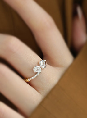 925银描金紧箍咒圆棍开口戒指女