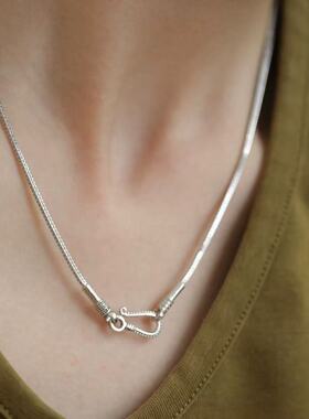 925银简约四方龙骨链百搭吊坠链