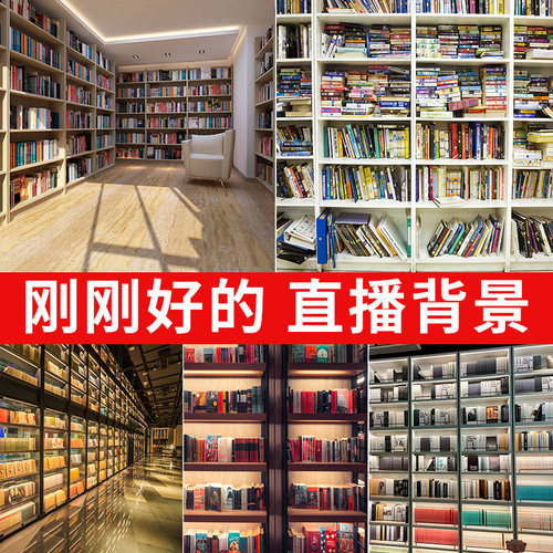 书房书架情感主播背景布3d立体