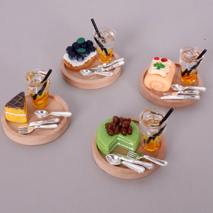 Dollhouse迷你蛋糕甜品下午茶奶茶咖啡饮料微缩食玩娃娃屋小摆件