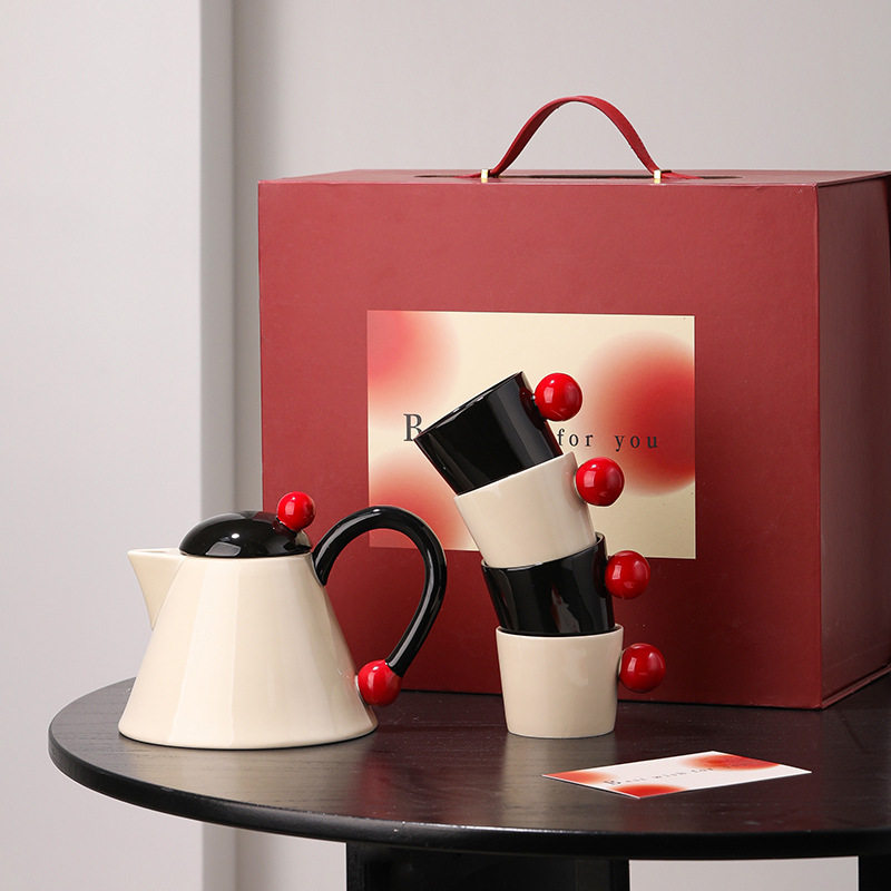 茶壶礼盒订婚礼物新婚伴手礼女乔迁杯具茶杯套装杯子茶具陶瓷复古