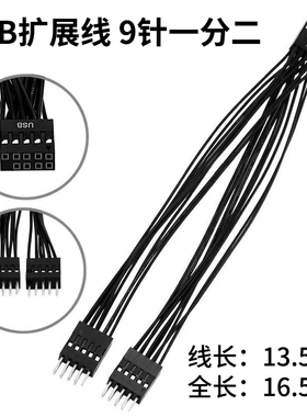 电脑主板9针USB2.0一分二线分接线9PIN转双9PIN扩展口9PIN一分二