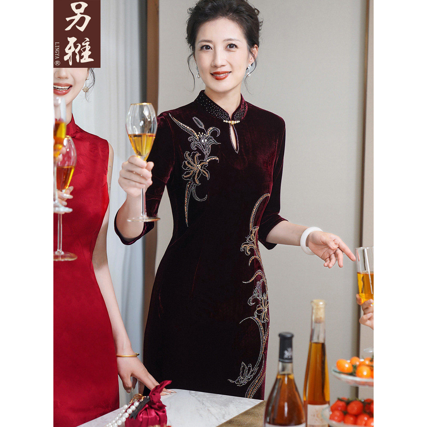 喜婆婆新中式旗袍连衣裙
