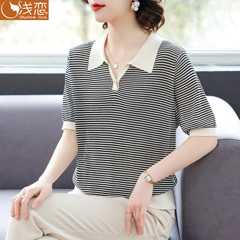 妈妈夏装短袖T恤中年女装2025新款小衫中老年夏季洋派冰丝上衣服