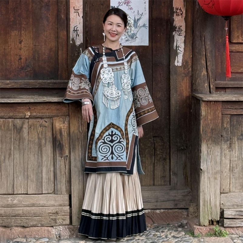 七月火把节舞蹈服儿童成人七彩