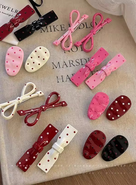 安哥拉红色波点蝴蝶结发夹可爱显白刘海夹甜美抓夹女侧边夹发饰女