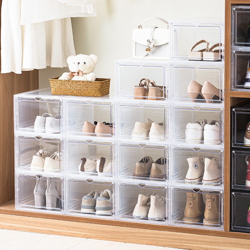加厚鞋盒翻盖鞋收纳折叠收纳盒抽屉式透明鞋柜塑料鞋架省空间神器
