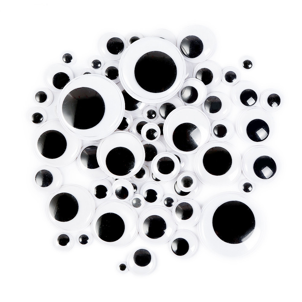 带背胶黑白活动眼睛贴幼儿手工diy材料圆形眼珠眼球粘土毛根材料