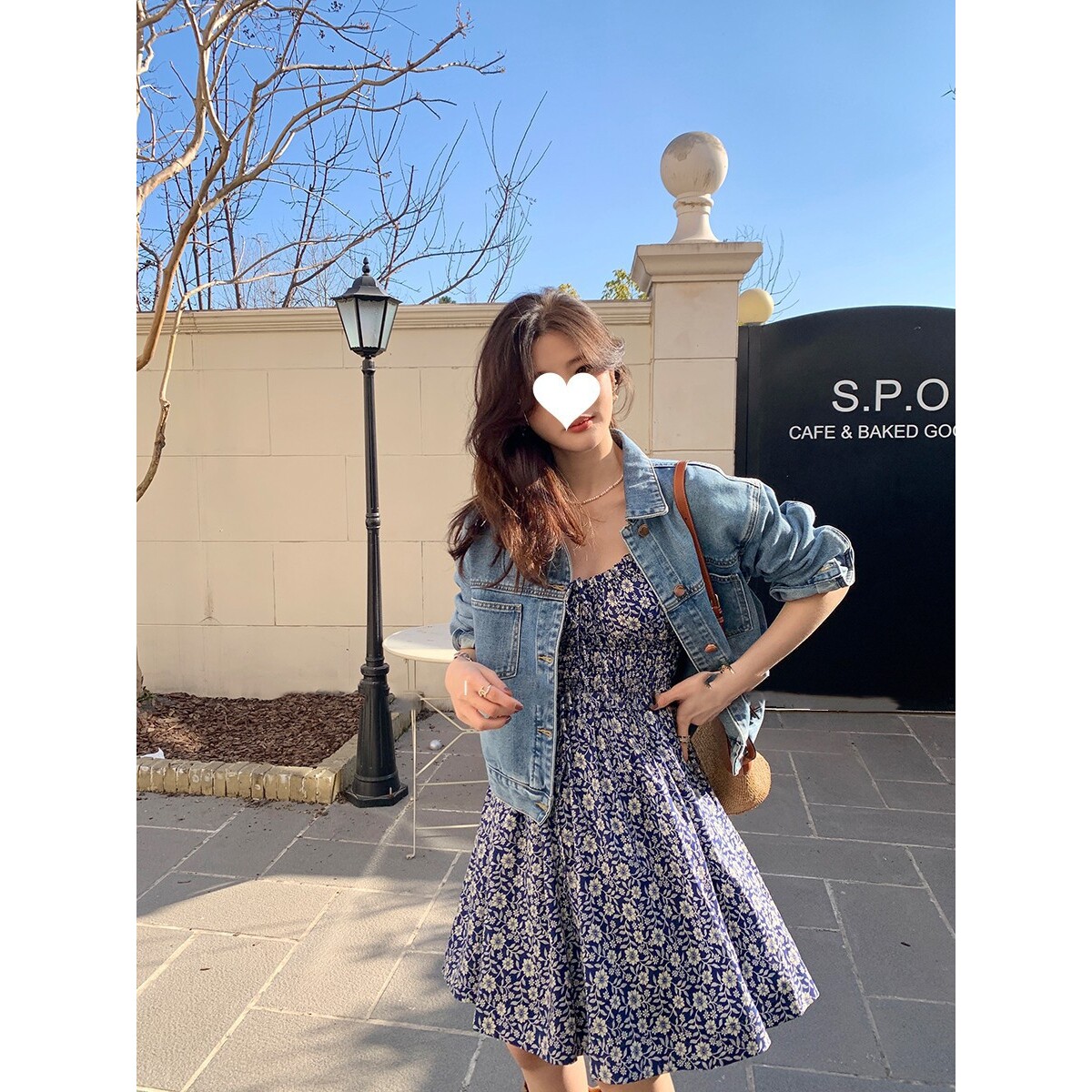网红 2023春季韩版浅蓝色牛仔外套女复古  棉设计感短款上衣